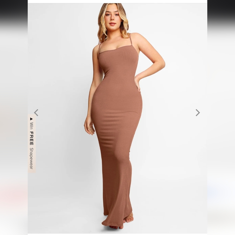 Pipilush Hidden Shapewear Maxi Dress Brown Medium NWT